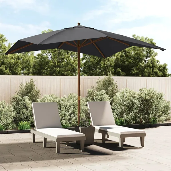 Parasol de jardin avec mât en bois noir 300x300x273 cm
