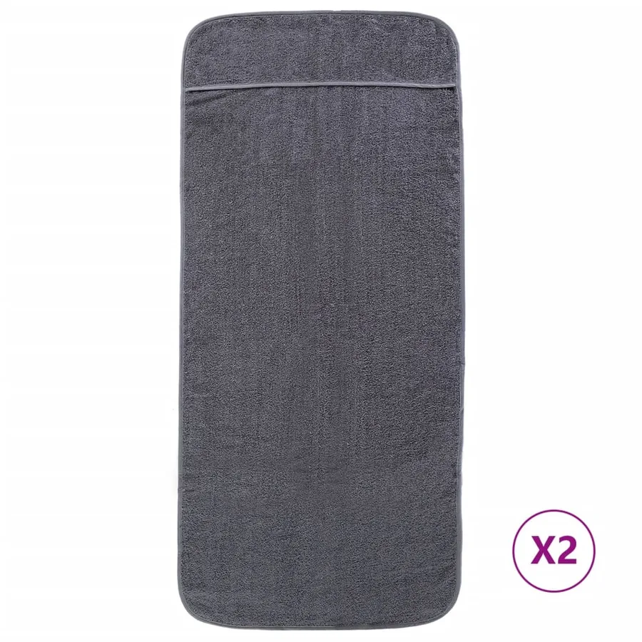 Serviettes de plage 2 pcs anthracite 75x200 cm tissu 400 GSM - 2