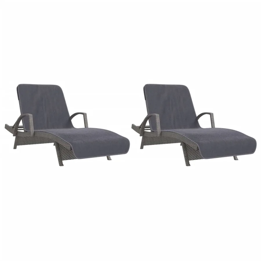 Serviettes de plage 2 pcs anthracite 75x200 cm tissu 400 GSM - 4