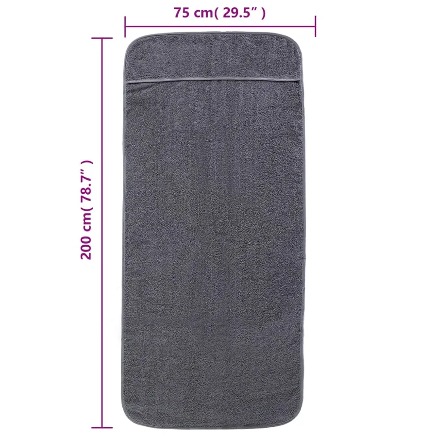Serviettes de plage 2 pcs anthracite 75x200 cm tissu 400 GSM - 8