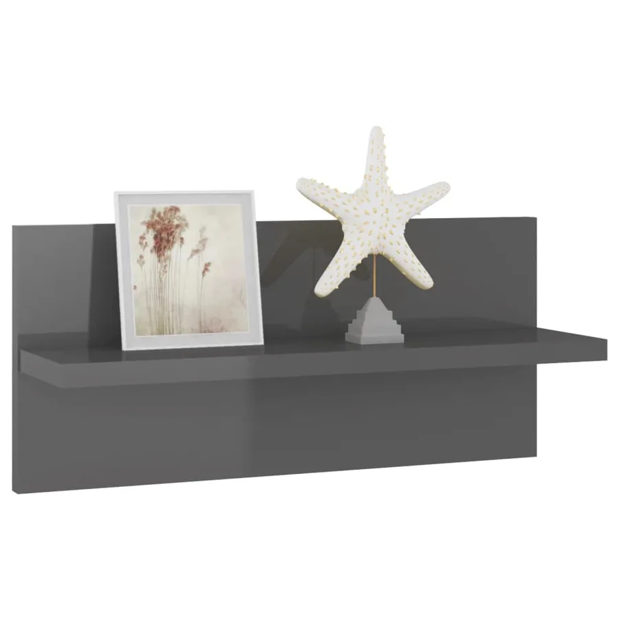 Étagères murales 4 pcs gris brillant bois d'ingénierie - 4