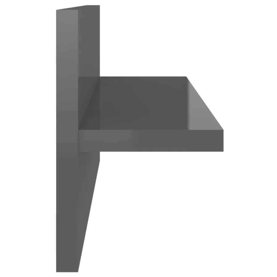 Étagères murales 4 pcs gris brillant bois d'ingénierie - 7