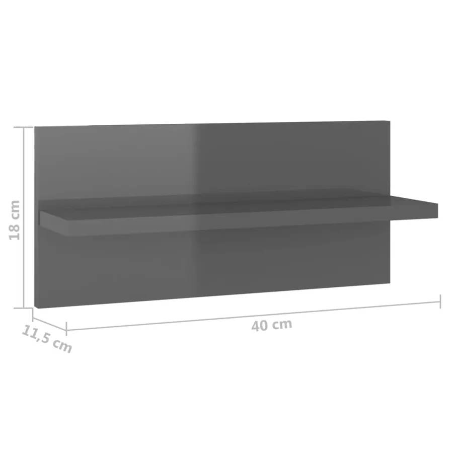 Étagères murales 4 pcs gris brillant bois d'ingénierie - 9