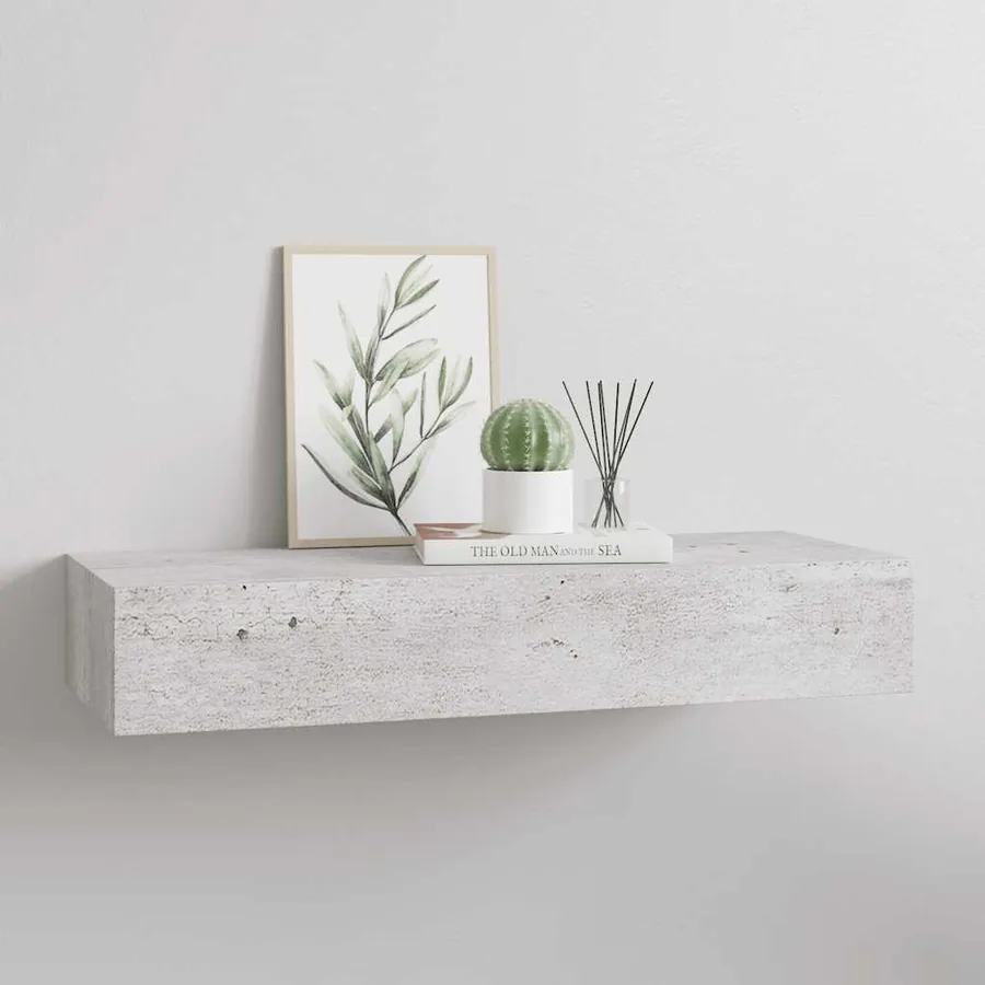 Étagère à tiroir murale Gris béton 60x23,5x10 cm MDF