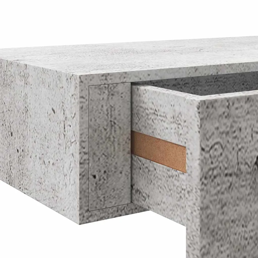 Étagère à tiroir murale Gris béton 60x23,5x10 cm MDF - 10