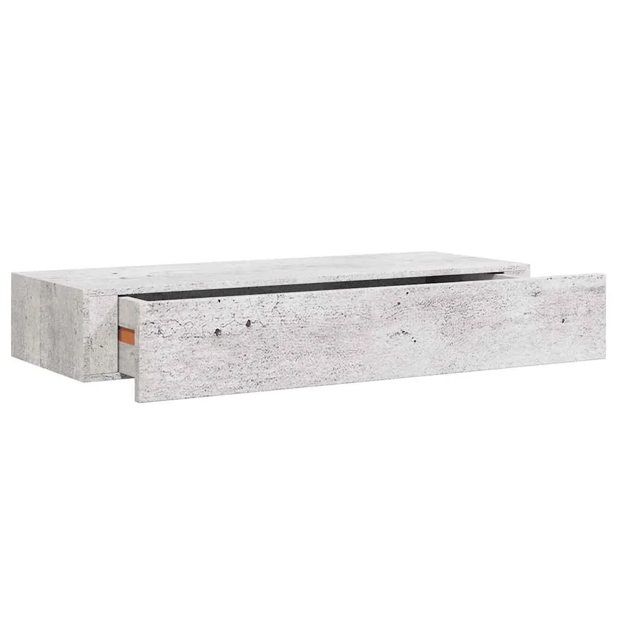 Étagère à tiroir murale Gris béton 60x23,5x10 cm MDF - 2