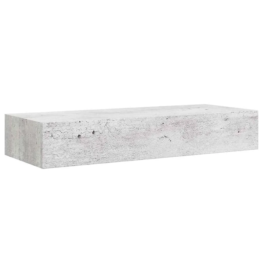 Étagère à tiroir murale Gris béton 60x23,5x10 cm MDF - 5