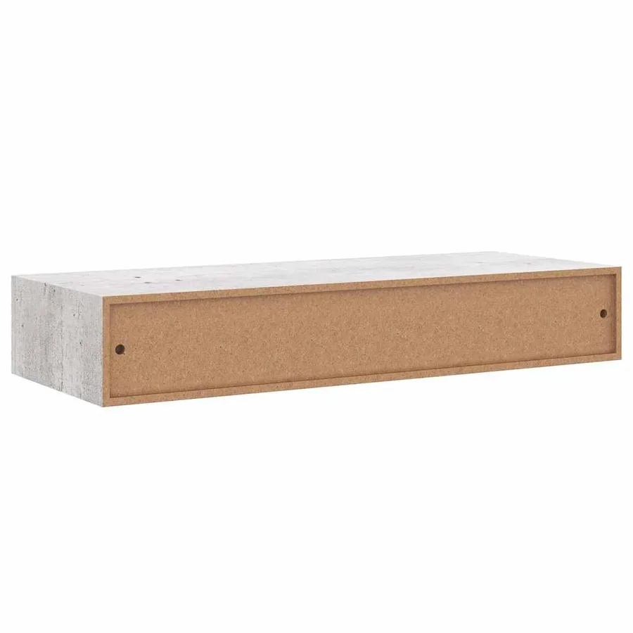 Étagère à tiroir murale Gris béton 60x23,5x10 cm MDF - 8