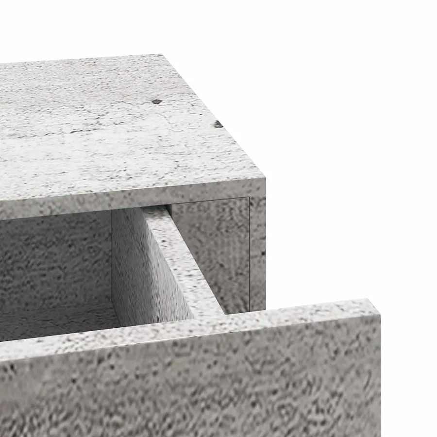 Étagère à tiroir murale Gris béton 60x23,5x10 cm MDF - 9