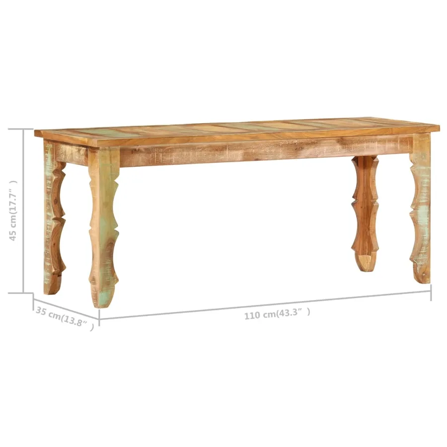 Banc 110 x 35 x 45 cm Bois de récupération massif - 4