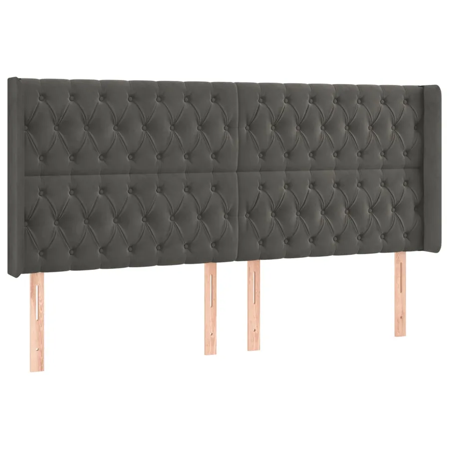 Tête de lit à LED Gris foncé 183x16x118/128 cm Velours - 3