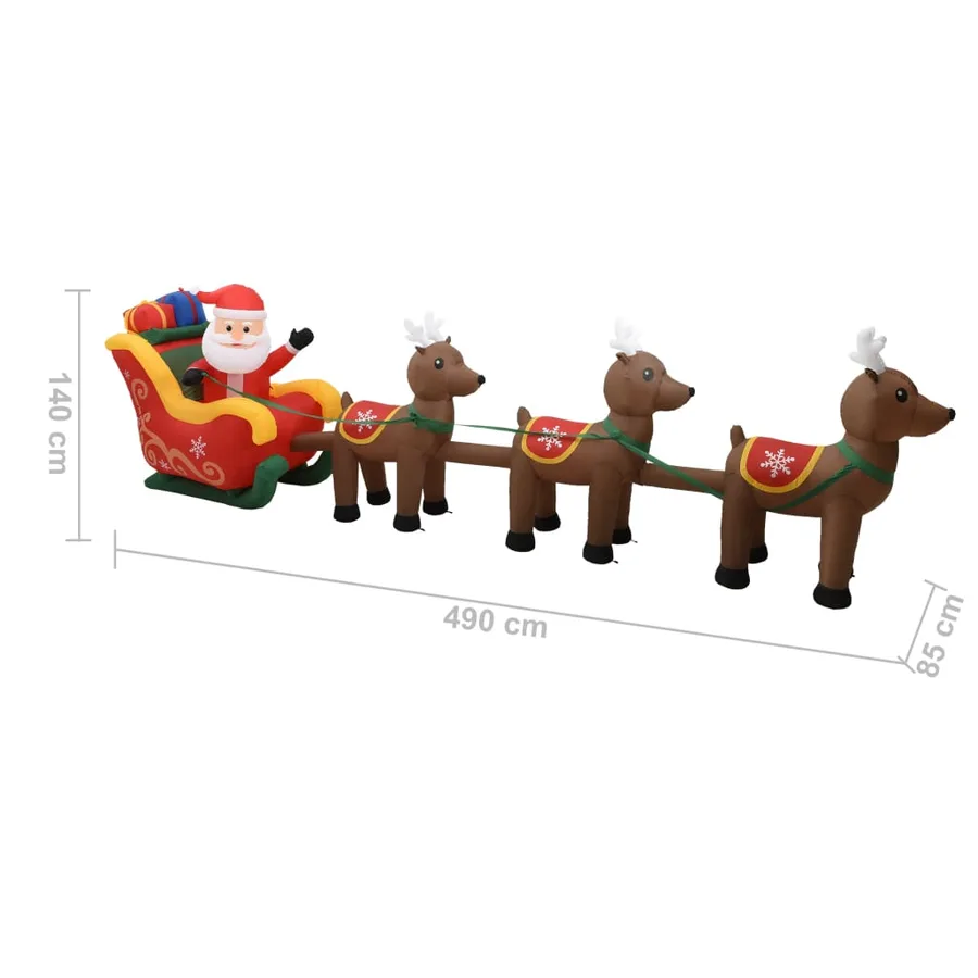 Décoration gonflable de Père Noël et de rennes LED 490 cm - 9