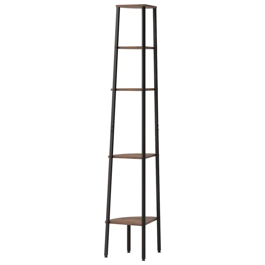 Étagère d'angle 5 niveaux Marron foncé et noir 45,5x31,5x180 cm - 5