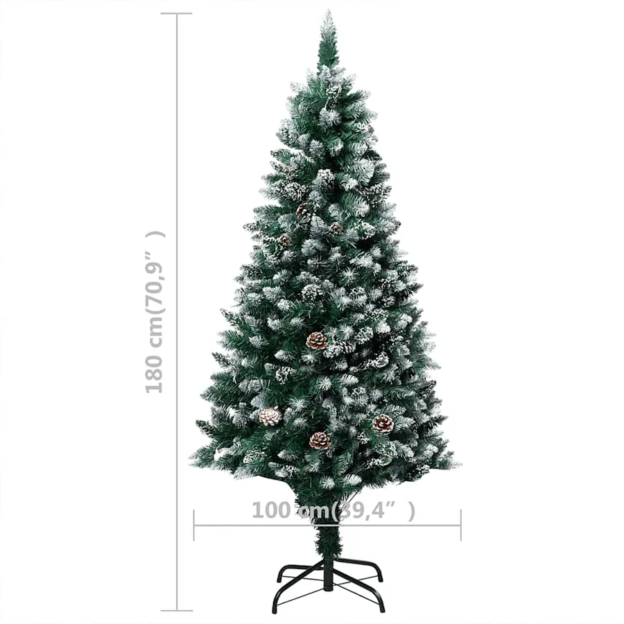 Arbre de Noël artificiel avec LED/boules pommes de pin 180cm - 12
