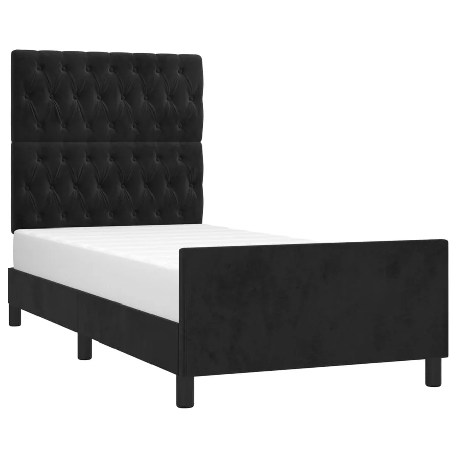 Cadre de lit sans matelas noir 90x190 cm velours - 3