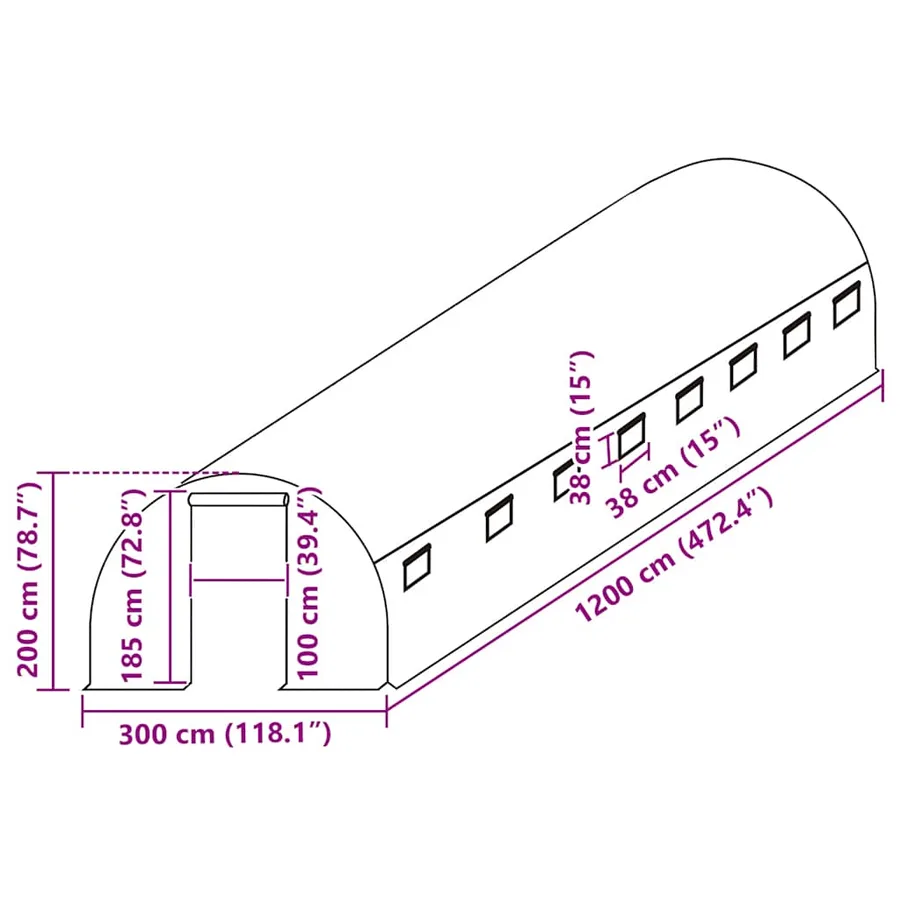 Couverture de remplacement de serre (36 m²) 3x12x2m Transparent - 5
