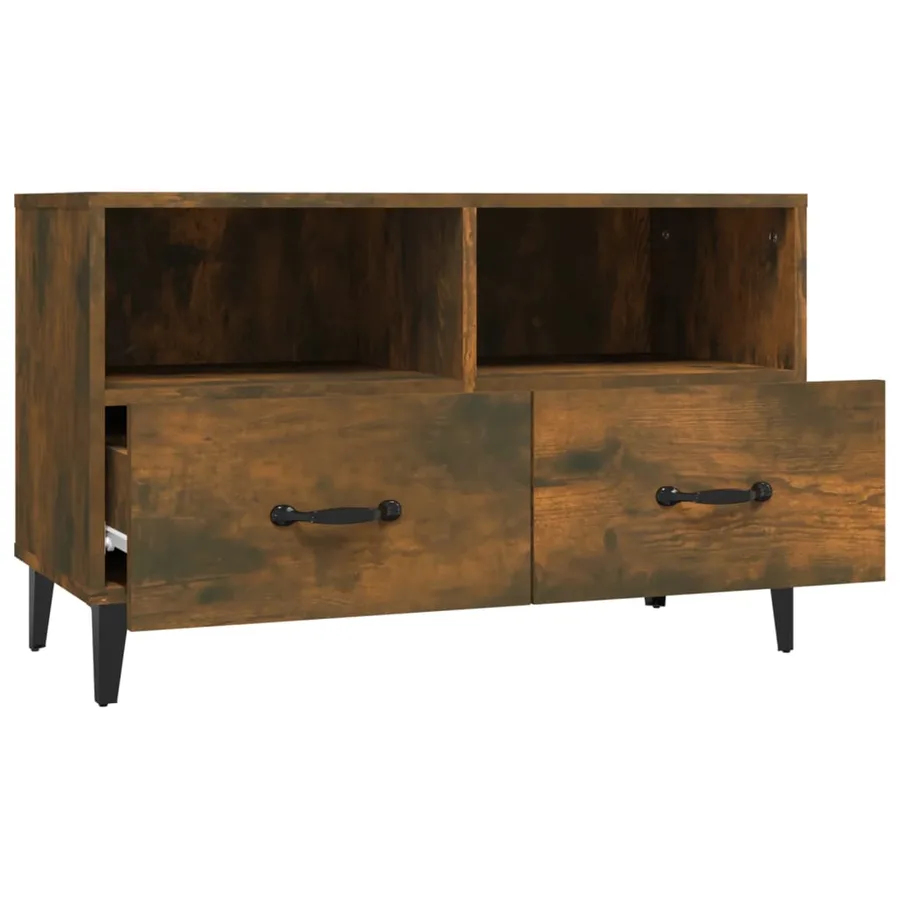 Meuble TV Chêne fumé 80x36x50 cm Bois d'ingénierie - 7