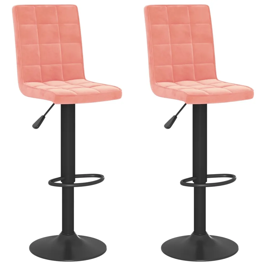 Tabourets de bar lot de 2 rose velours - 2
