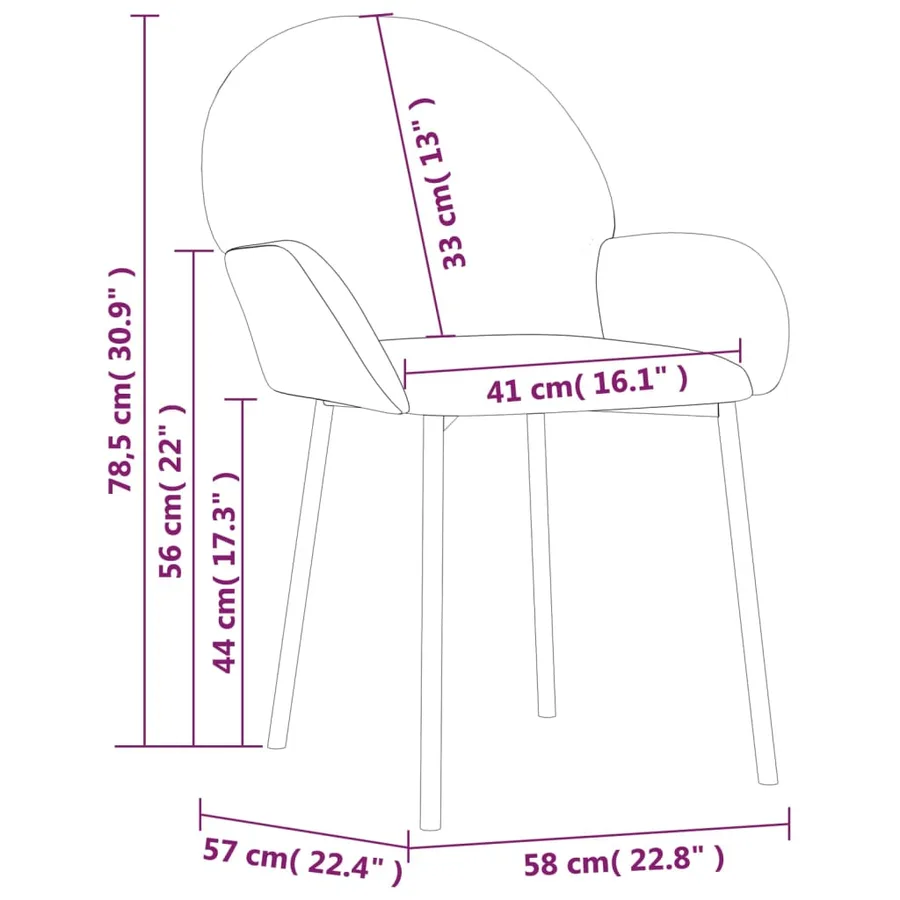 Chaises à manger lot de 2 Marron Velours - 9