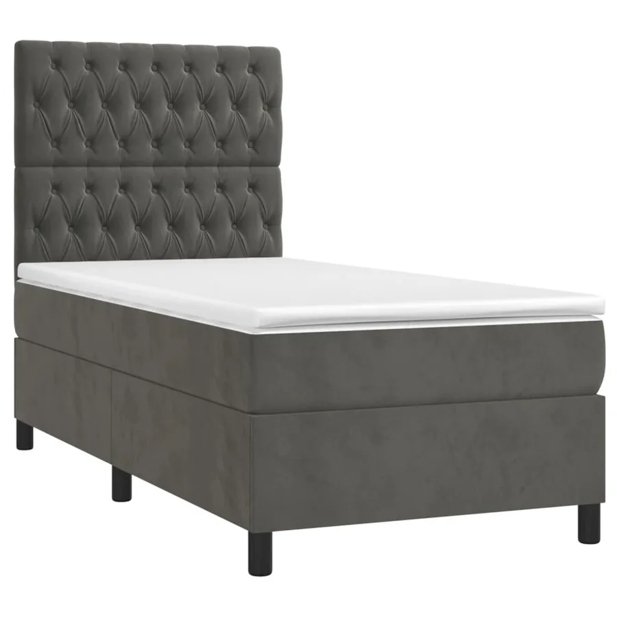 Sommier à lattes de lit et matelas et LED Gris foncé 90x190 cm - 3