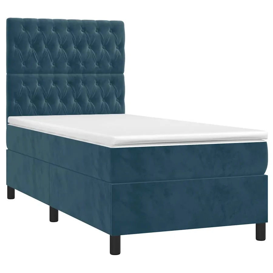 Sommier à lattes de lit et matelas Bleu foncé 80x200 cm Velours - 3