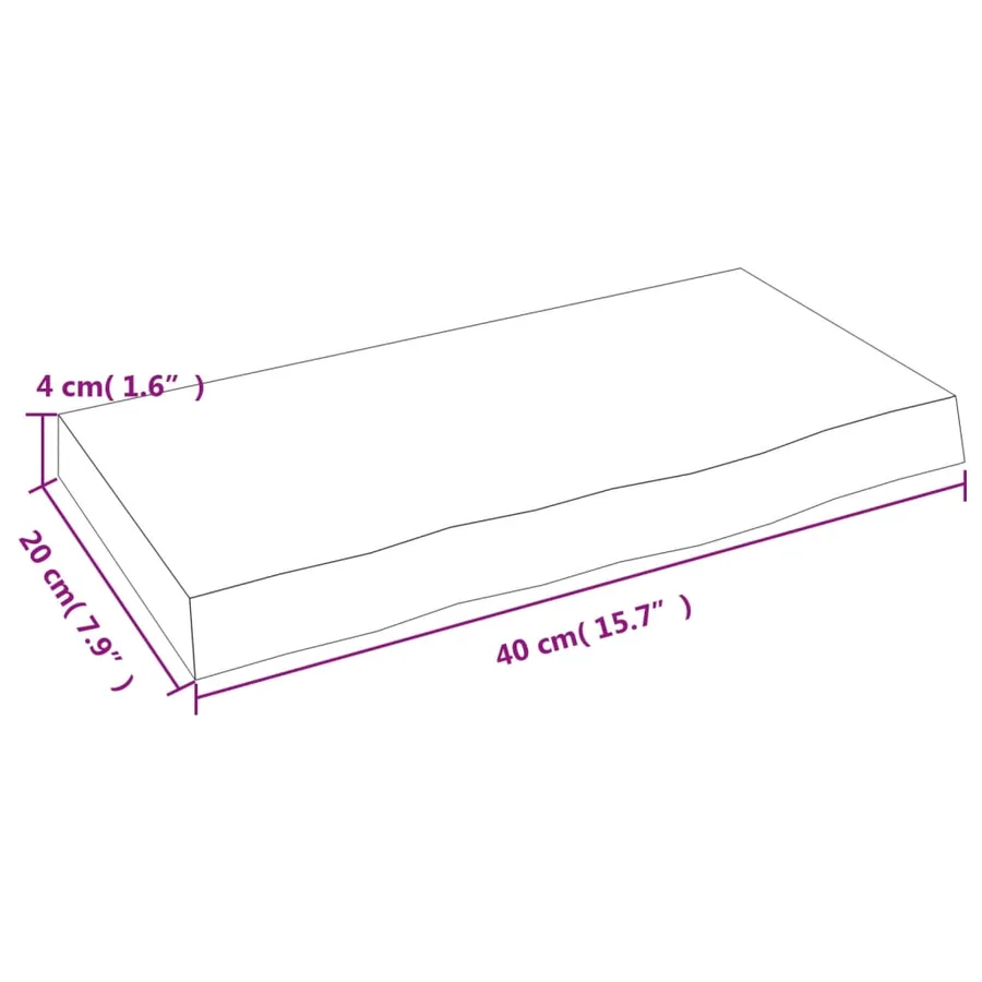 Étagère murale marron clair 40x20x4 cm bois chêne massif traité - 7