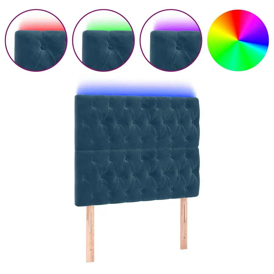 Tête de lit à LED Bleu foncé 100x7x118/128 cm Velours - 2