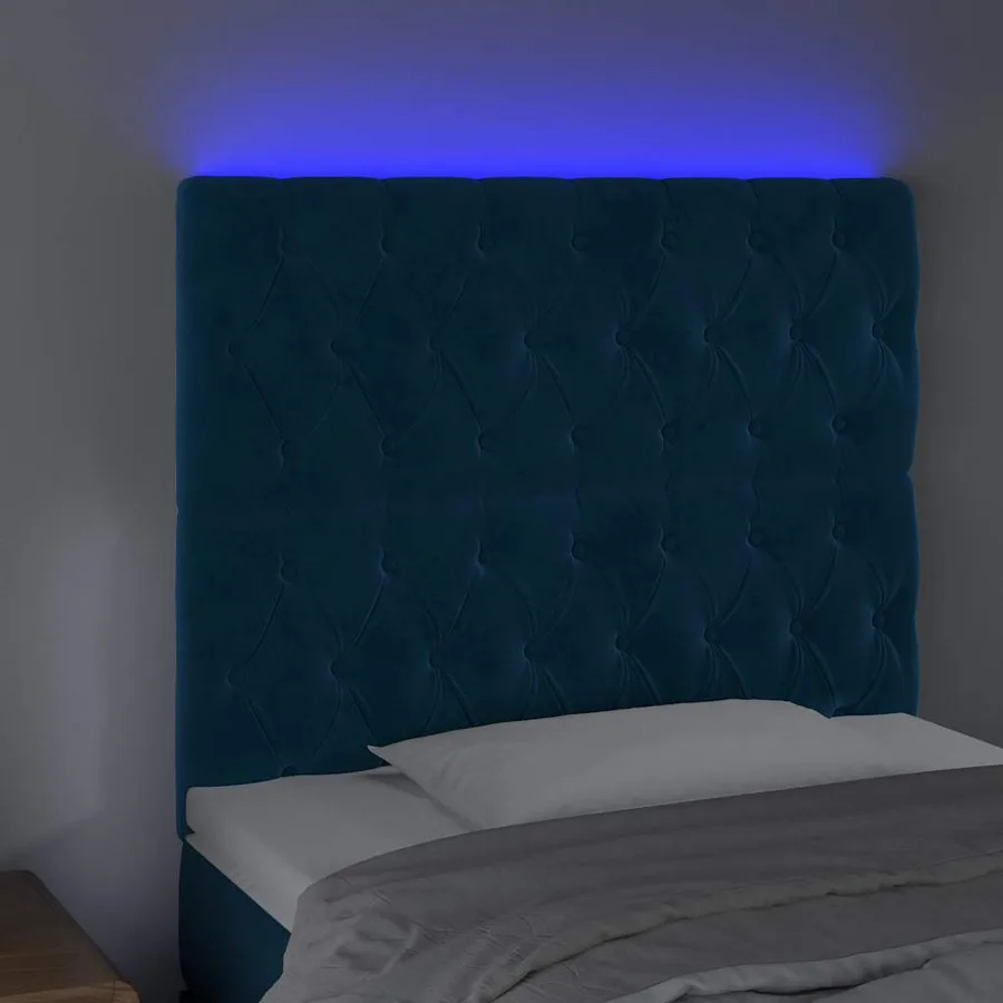 Tête de lit à LED Bleu foncé 100x7x118/128 cm Velours - 3
