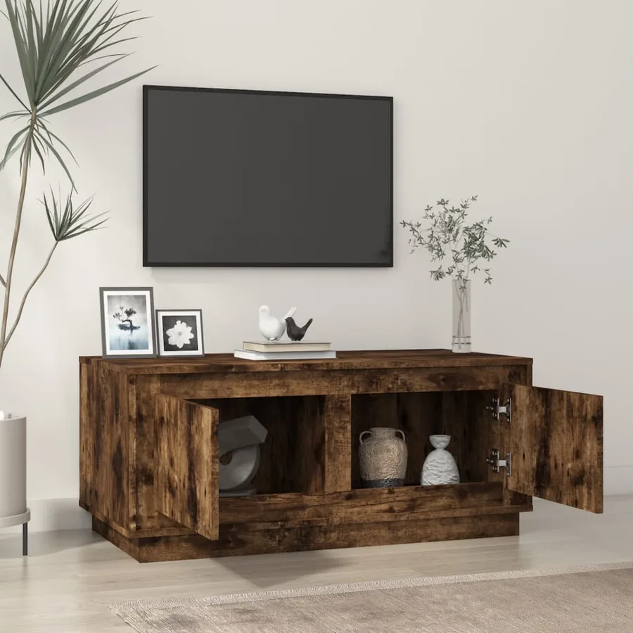 Table basse chêne fumé 102x50x44 cm bois d'ingénierie - 3