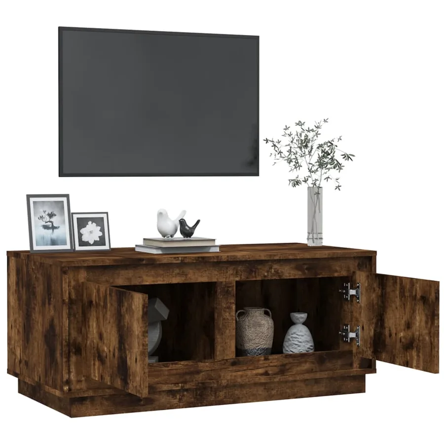 Table basse chêne fumé 102x50x44 cm bois d'ingénierie - 5