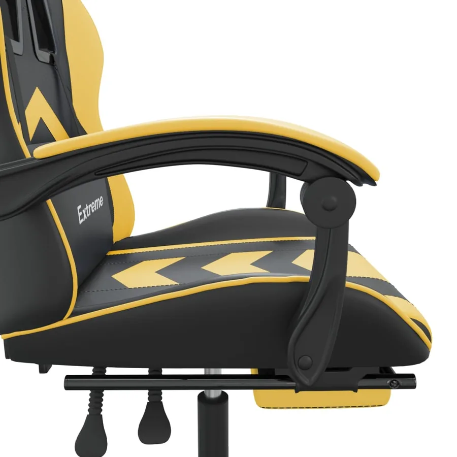 Chaise de jeu pivotante et repose-pied Noir et doré Similicuir - 8