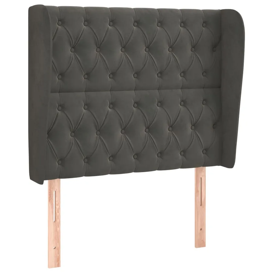 Tête de lit avec oreilles Gris foncé 93x23x118/128 cm Velours - 2