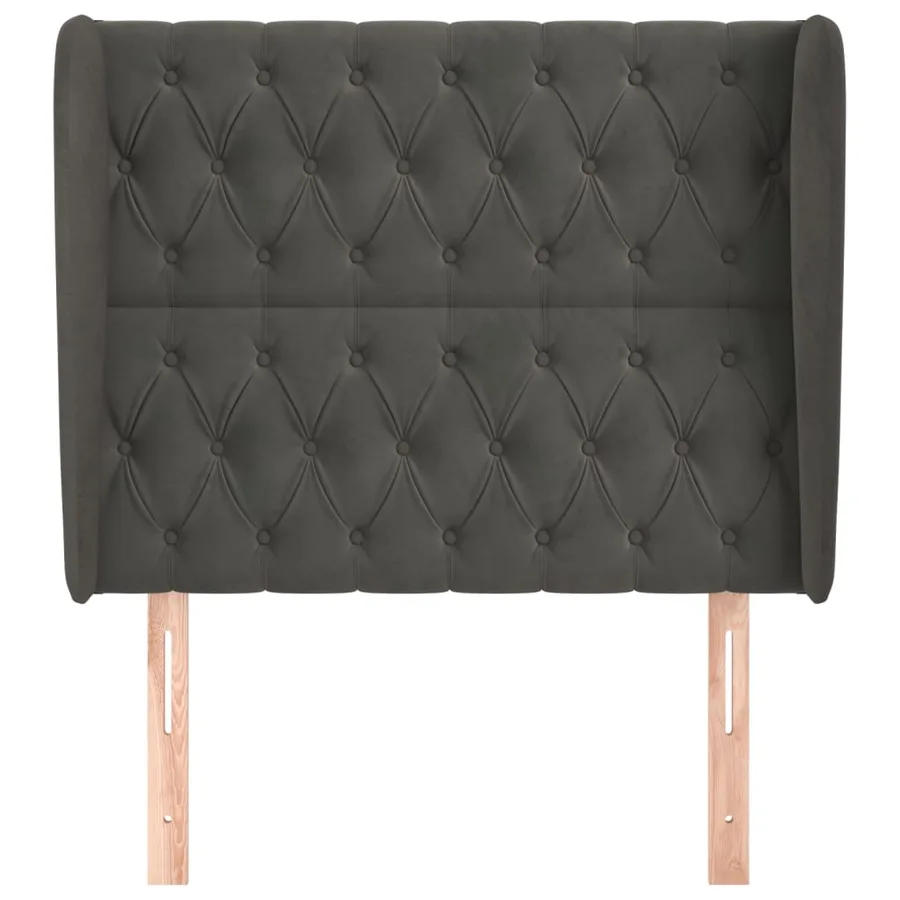 Tête de lit avec oreilles Gris foncé 93x23x118/128 cm Velours - 3