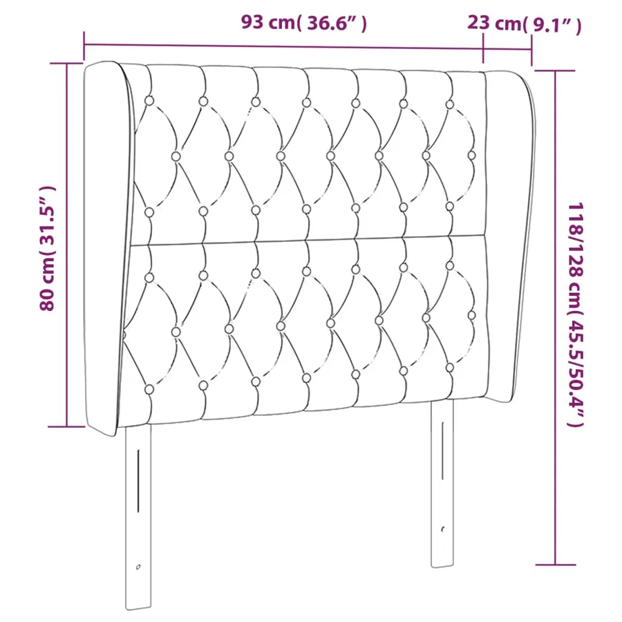 Tête de lit avec oreilles Gris foncé 93x23x118/128 cm Velours - 9