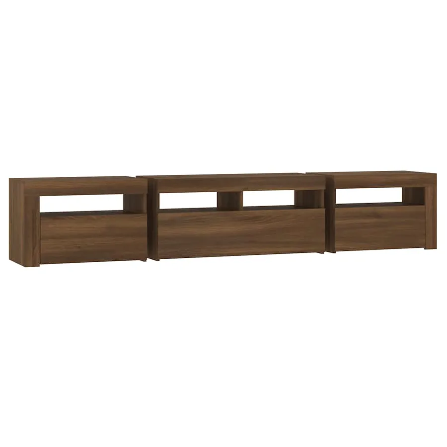 Meuble TV avec lumières LED Chêne marron 210x35x40 cm - 7