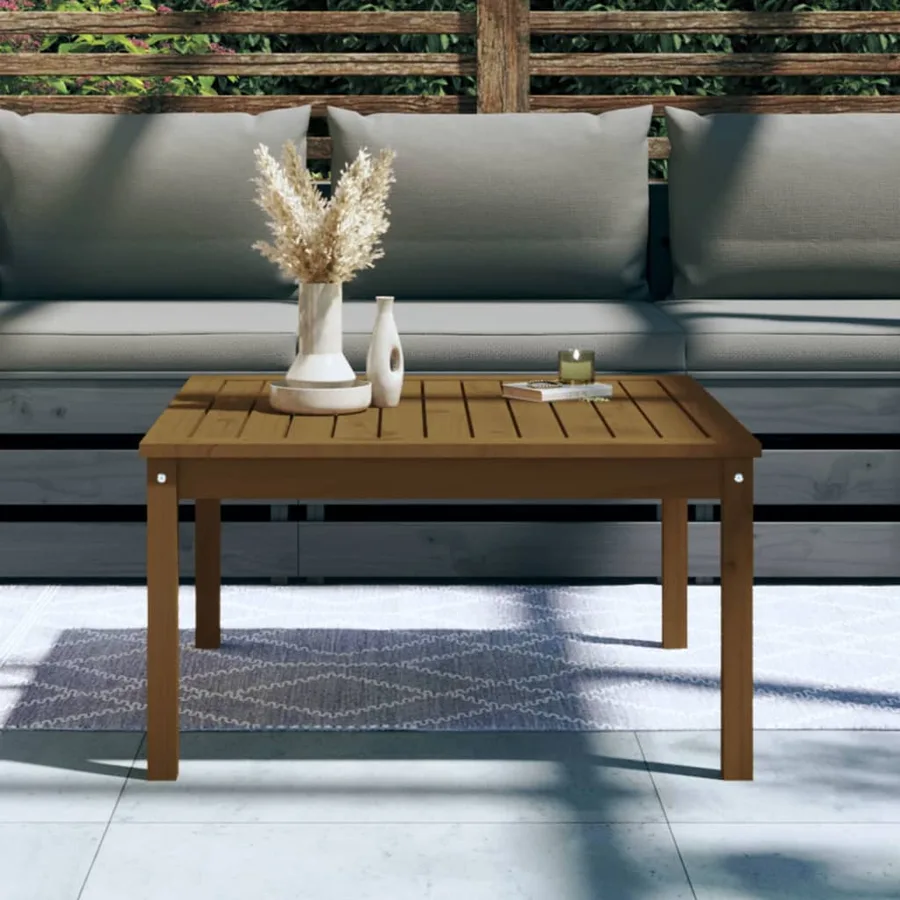 Table de jardin marron miel 82,5x82,5x45 cm bois massif de pin - 3