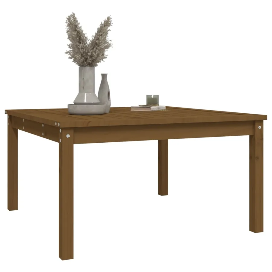 Table de jardin marron miel 82,5x82,5x45 cm bois massif de pin - 4