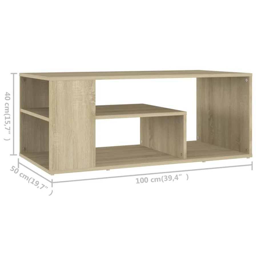Table basse chêne sonoma 100x50x40 cm bois d'ingénierie - 6