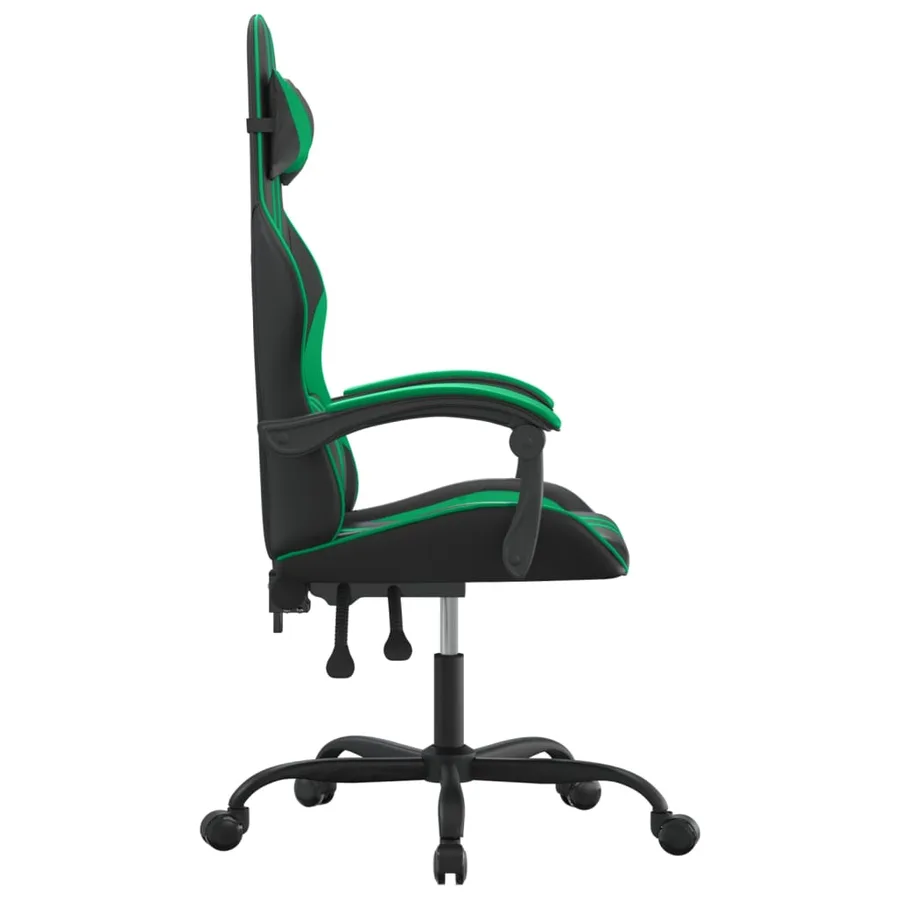 Chaise de jeu pivotante Noir et vert Similicuir - 4