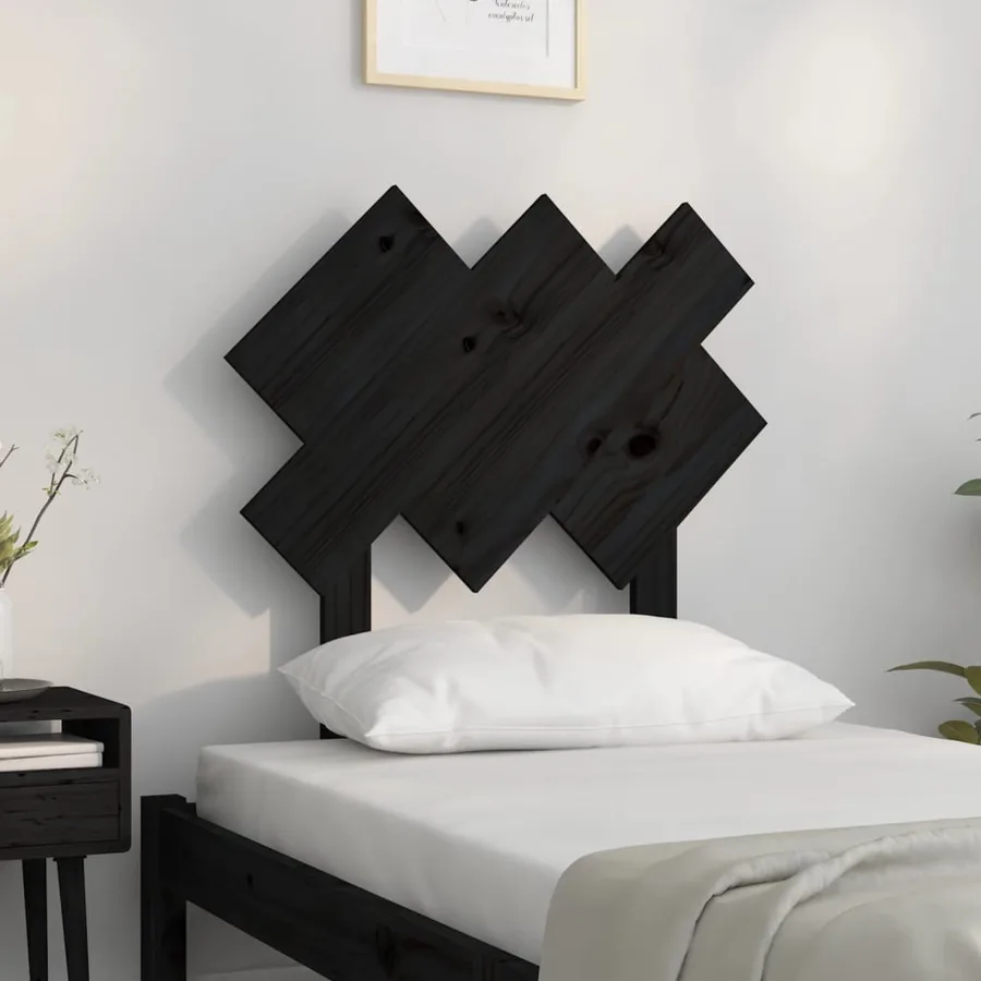 Tête de lit Noir 72,5x3x81 cm Bois massif de pin - 3