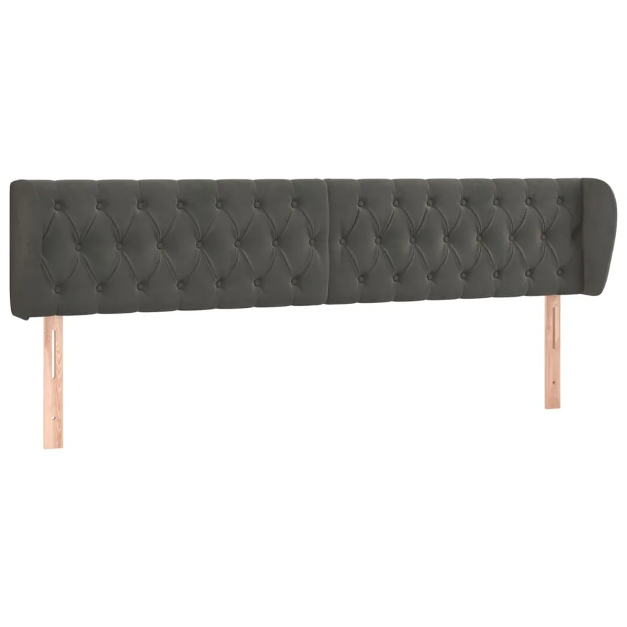 Tête de lit avec oreilles Gris foncé 183x23x78/88 cm Velours - 2