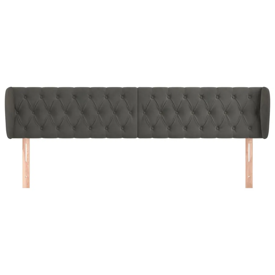 Tête de lit avec oreilles Gris foncé 183x23x78/88 cm Velours - 3