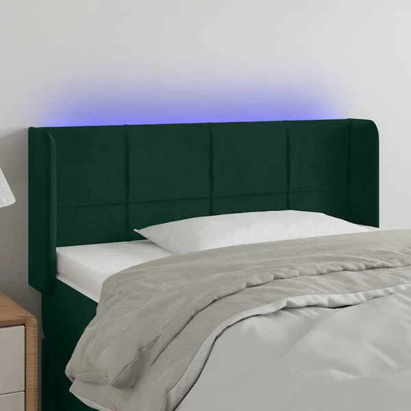 Tête de lit à LED Vert foncé 103x16x78/88 cm Velours