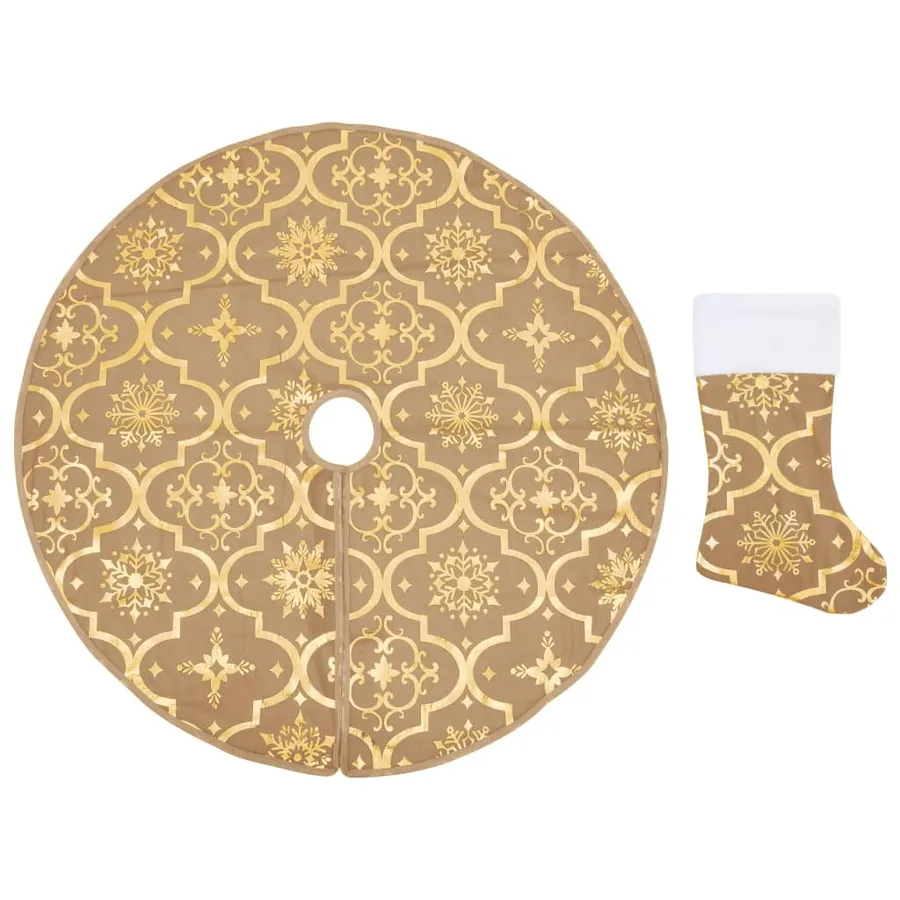 Jupe de sapin de Noël de luxe avec chaussette Jaune 150cm Tissu - 2