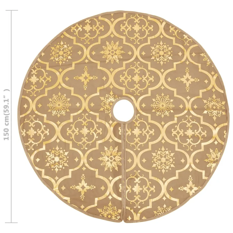 Jupe de sapin de Noël de luxe avec chaussette Jaune 150cm Tissu - 8