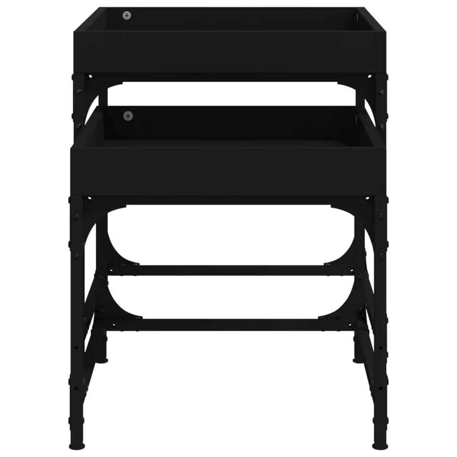 Tables d'appoint 2 pcs Noir Bois d'ingénierie - 8