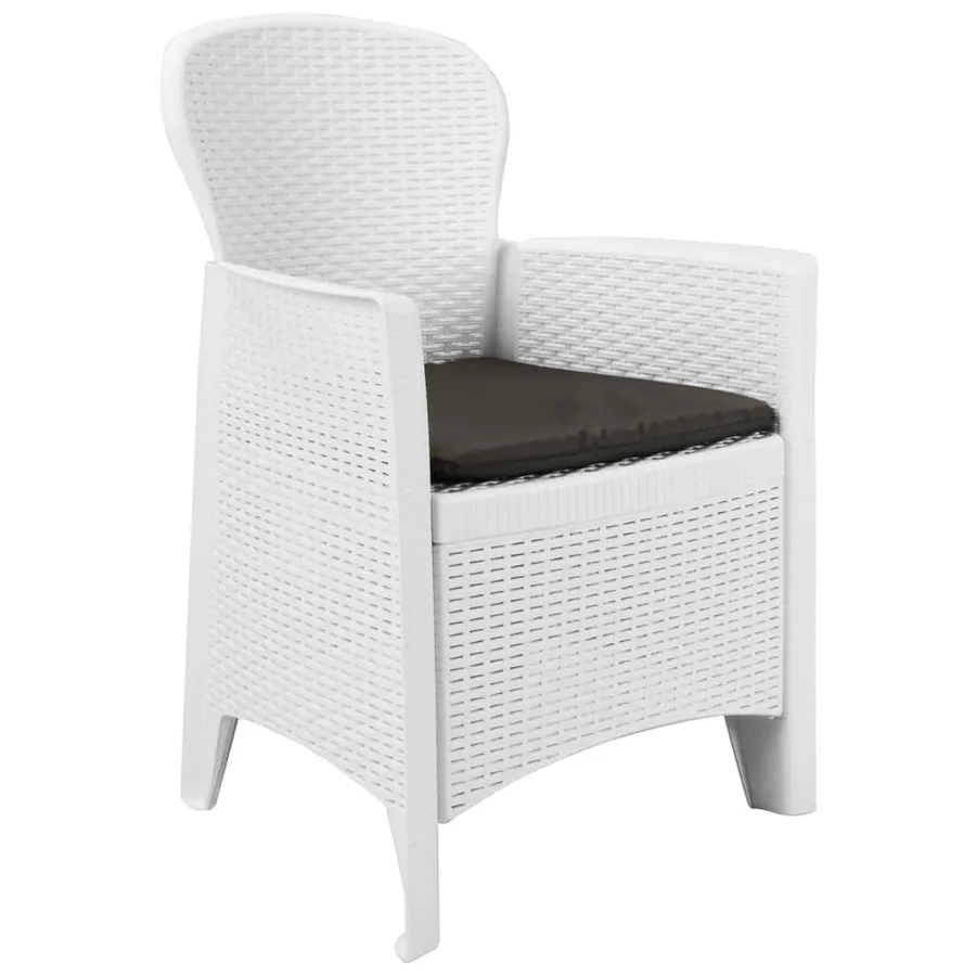 Ensemble à manger d'extérieur 7pcs Plastique Blanc Aspect rotin - 2