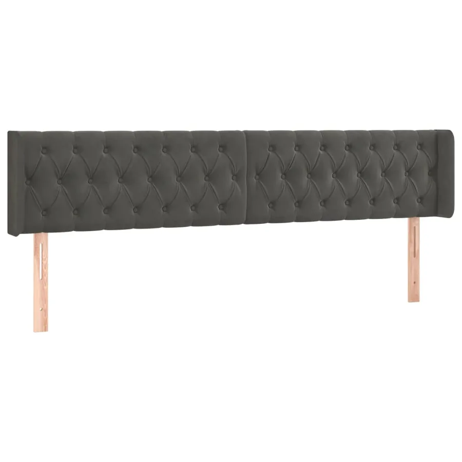 Tête de lit avec oreilles Gris foncé 183x16x78/88 cm Velours - 2