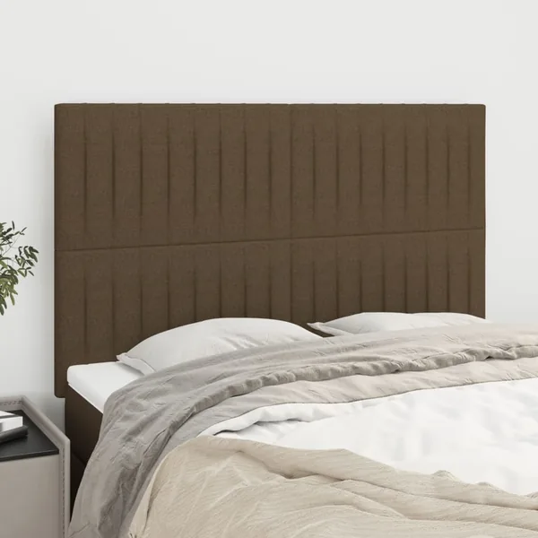 Tête de lit Marron foncé 144 x 5 x 118/128 cm Tissu