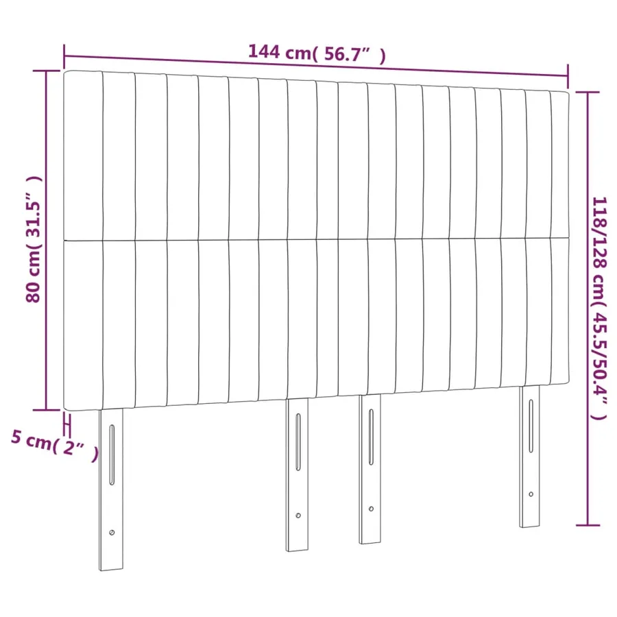 Tête de lit Marron foncé 144 x 5 x 118/128 cm Tissu - 8